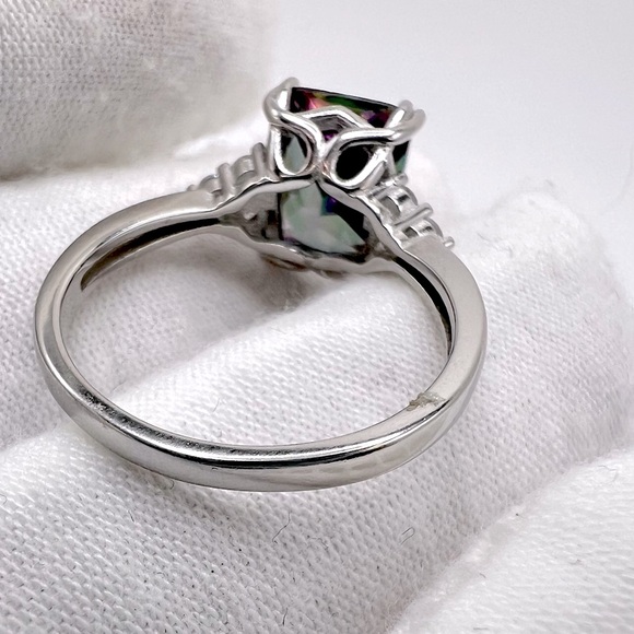 .925 Sterling Silver Rainbow Cz Ring - Picture 10 of 16